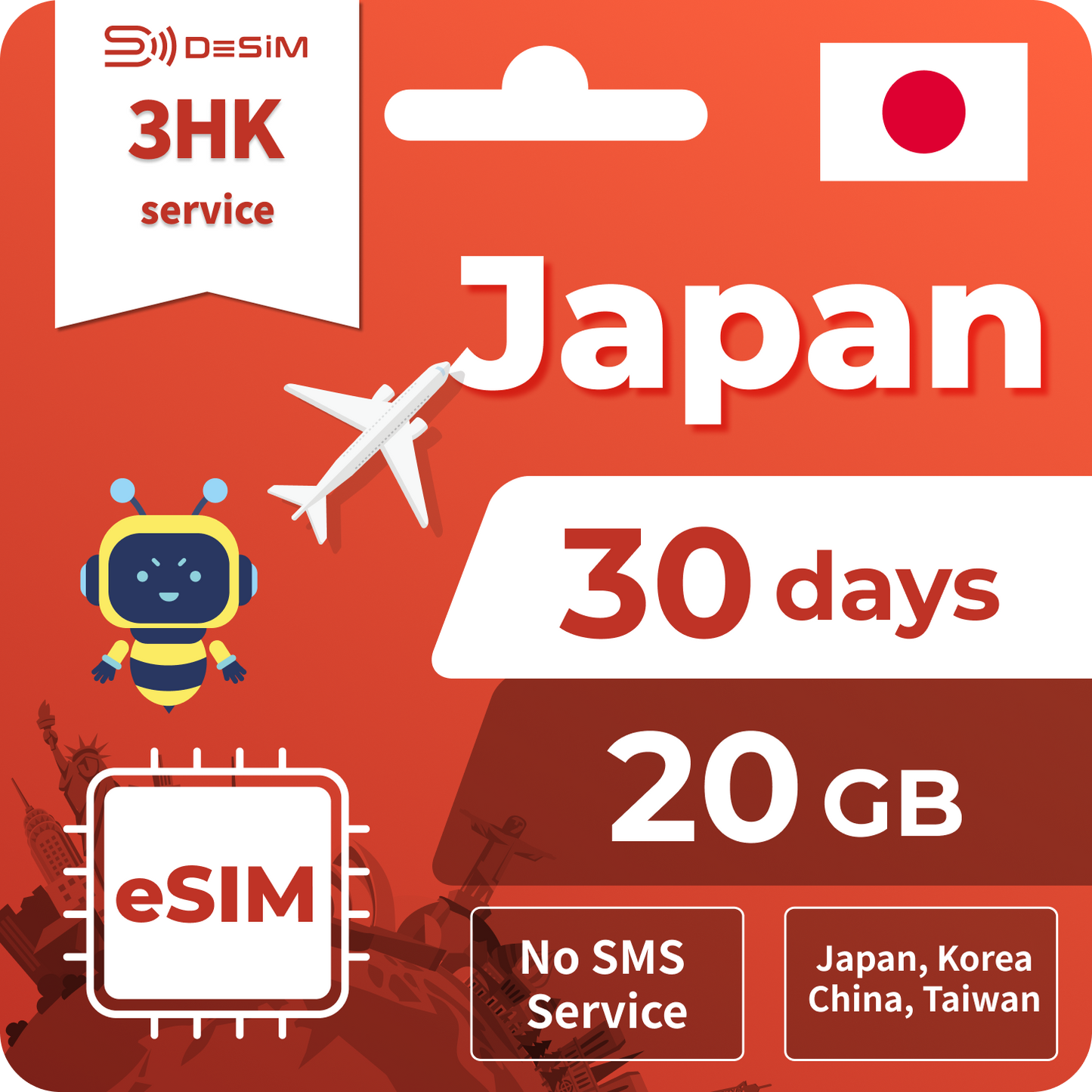 Japan Roaming eSIM|30Days eSIM | China | Korea | Taiwan