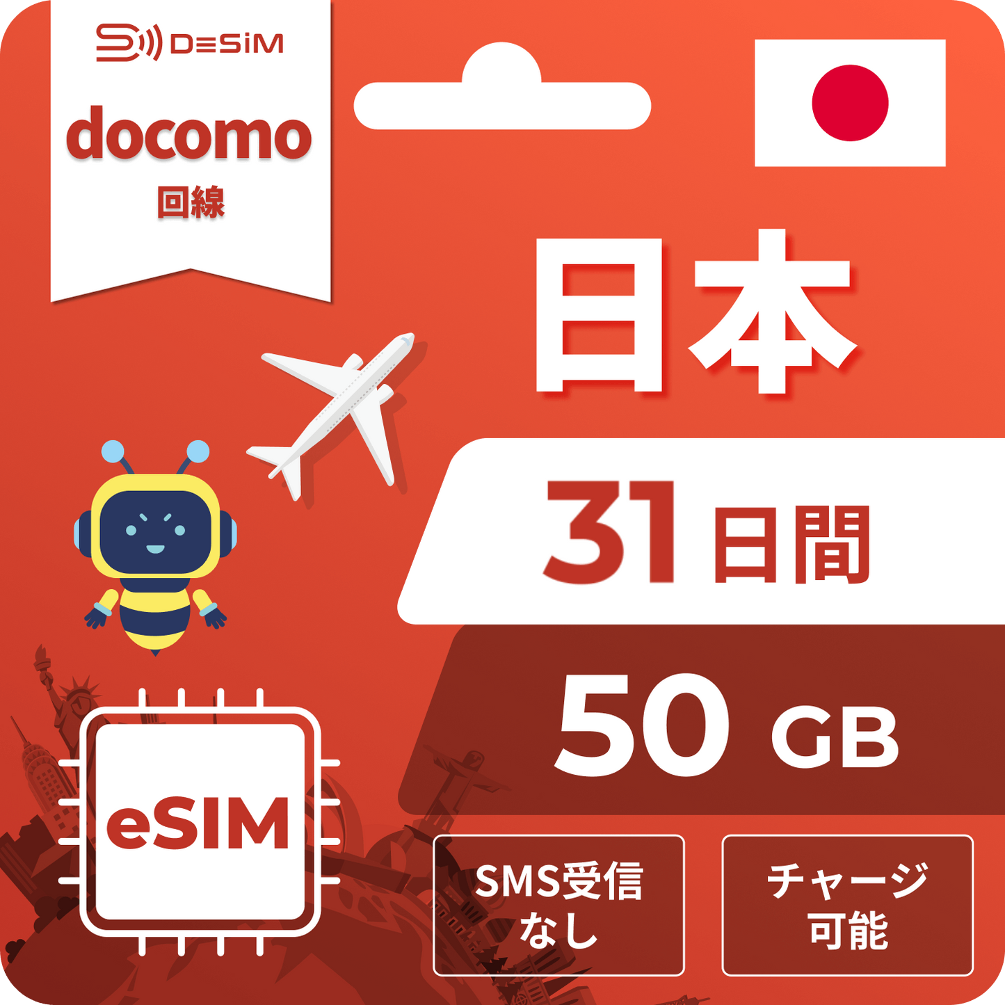 日本eSIM｜ドコモ・31日間 eSIM