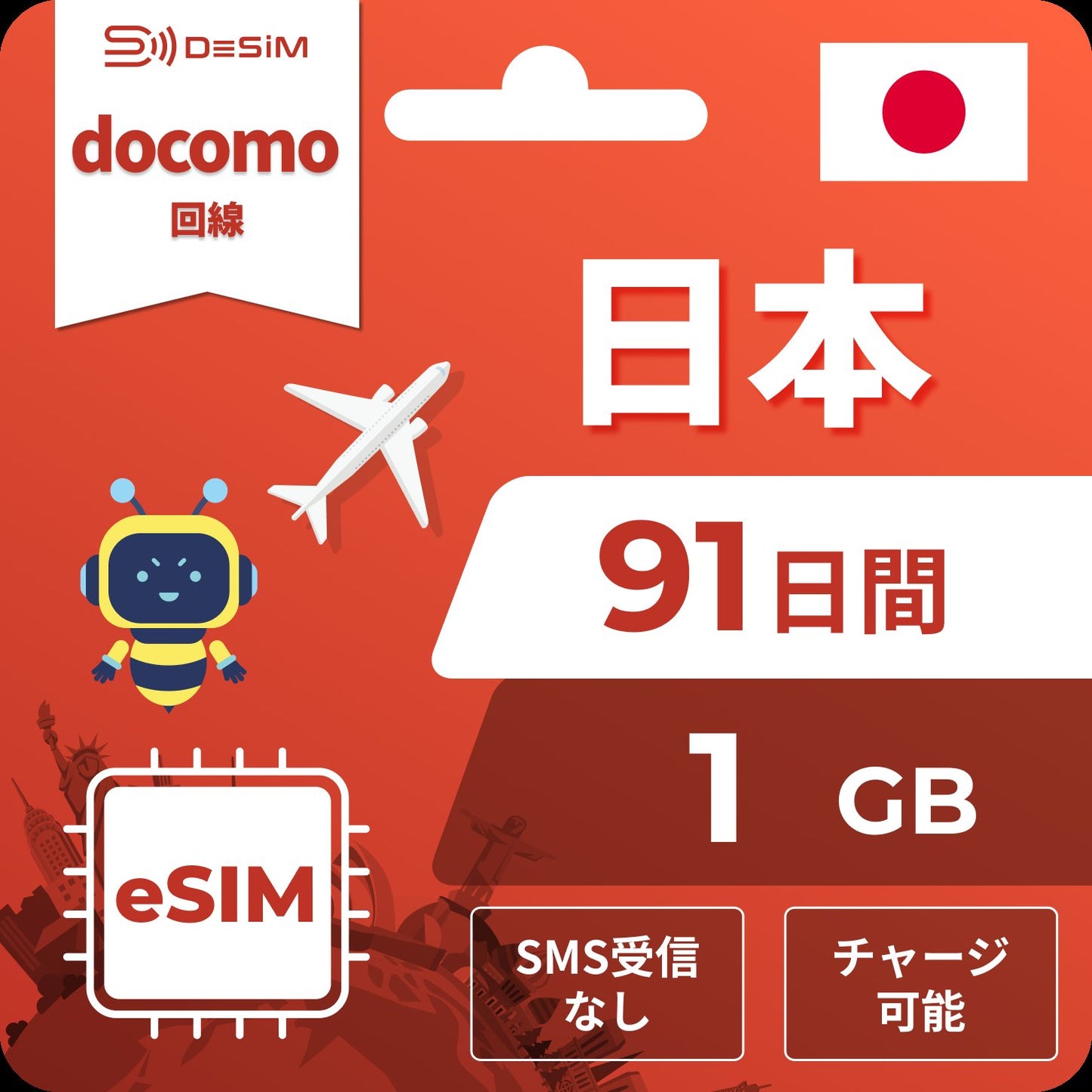 日本eSIM｜ドコモ・91日間 eSIM